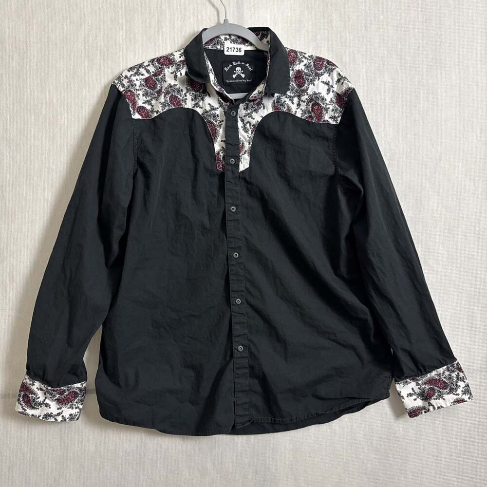 Rock N Roll Soul Women's Size Large Black Western Long Sleeve Button Up Shirt